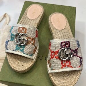 Gucci Multicolor Espadrille Slides